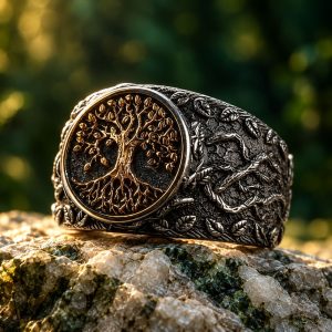 Bague Arbre de Vie Vintage - Dorure et Argenterie
