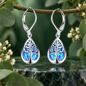 Boucles d'Oreilles Arbre de Vie à Crochet