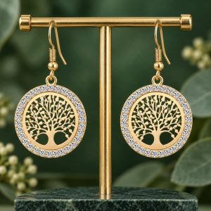 Boucles d'Oreilles Pendantes Arbre de Vie