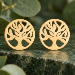 Boucles d'Oreilles Plates Arbre de Vie