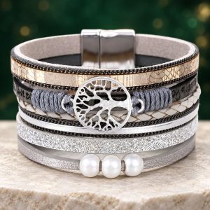 Bracelet Cuir Arbre de Vie