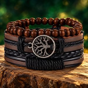 Bracelet Homme Cuir Arbre de Vie