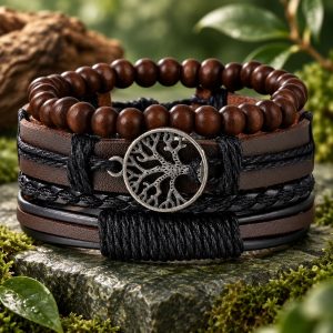 Bracelet Homme Cuir Arbre de Vie