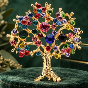 Broche Arbre de Vie Strass Colorés