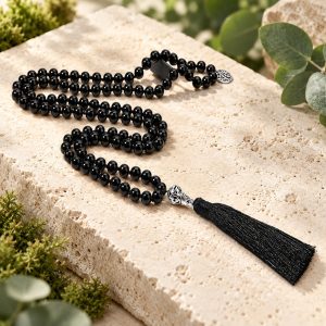 Collier Arbre de Vie Perles Naturelles Noires