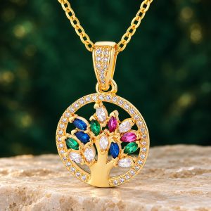 Collier Arbre de Vie Pierres Colorées
