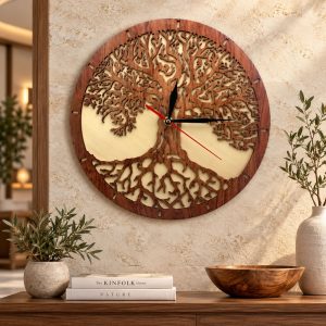 Horloge Murale Arbre de Vie en Bois