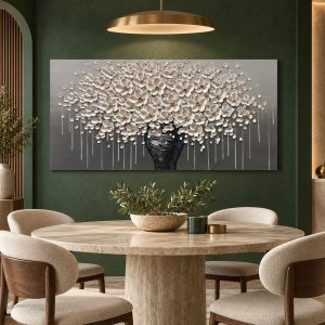 Peinture Abstraite Arbre de Vie Blanc