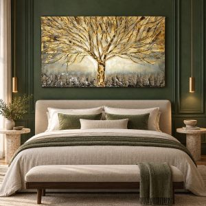 Peinture Acrylique Arbre de Vie Doré