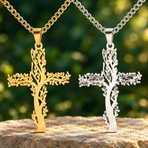 Pendentif Arbre de Vie Croix Chrétienne
