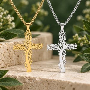 Pendentif Arbre de Vie Croix Chrétienne
