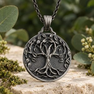 Pendentif Arbre de Vie Homme Vintage Argenté