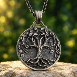 Pendentif Arbre de Vie Homme Vintage Argenté