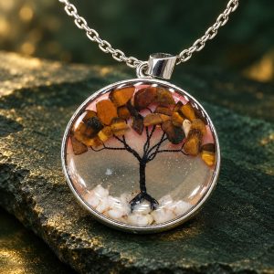 Pendentif Arbre de Vie Œil de Tigre