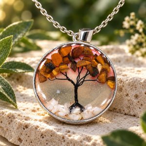 Pendentif Arbre de Vie Œil de Tigre