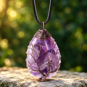 Pendentif Arbre de Vie et Pierre Améthyste