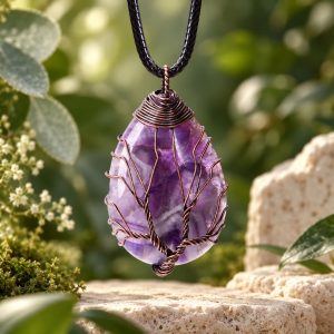 Pendentif Arbre de Vie et Pierre Améthyste