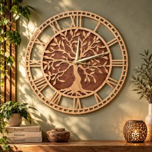 Pendule Murale Arbre de Vie Bois