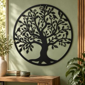 Tableau Rond en Métal Arbre de Vie