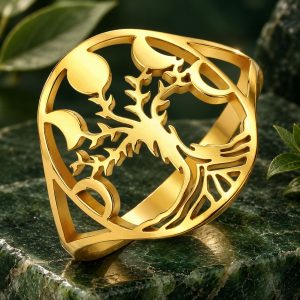 Bague Ajourée Arbre de Vie et Phases de Lunes