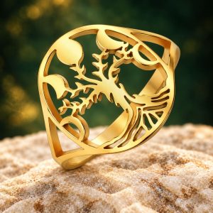 Bague Ajourée Arbre de Vie et Phases de Lunes
