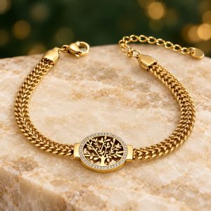 Bracelet Arbre de Vie Acier Doré