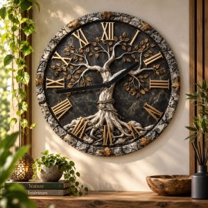 Horloge Murale Arbre de Vie Chiffres Romains